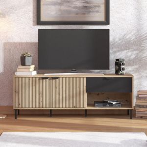 TV cabinet Mayenne 150 3k1f2v artisan oak/matt black 151x40x55cm