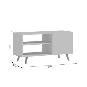 Orianne melamine TV cabinet, white/natural color, 90x32x46cm