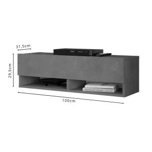 Roscoe TV cabinet made of melamine, dark gray color 100x31.5x29.6cm
