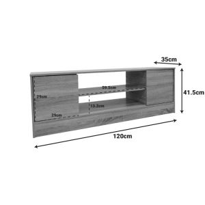 TV cabinet Sasa in oak-anthracite color 120x35x41.5 cm