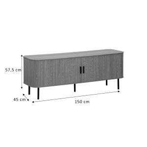 TV cabinet Scandi Mdf natural color with black metal legs 150x45x57.5cm