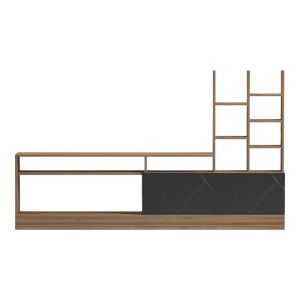 Seruno TV cabinet made of oak with black marble 170x25x100cm
