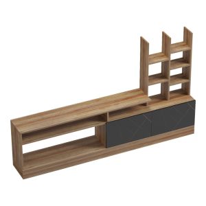 Seruno TV cabinet made of oak with black marble 170x25x100cm