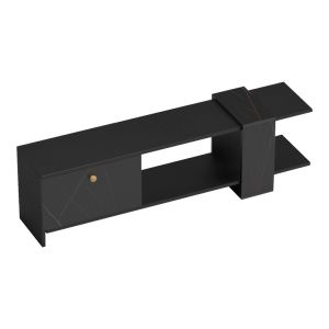 TV cabinet Standi in black-black marble lampshade 120x25x36.8 cm