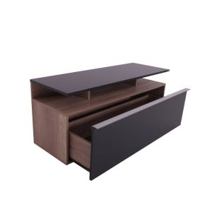Temano TV cabinet in gloss black-walnut shade 117x40x48cm