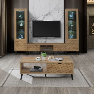 Thelma TV cabinet made of melamine, sonoma color, 150x40x41.6cm