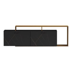Tobler TV cabinet in walnut color with black marble 170x40x53cm
