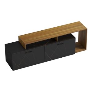 Tobler TV cabinet in walnut color with black marble 170x40x53cm