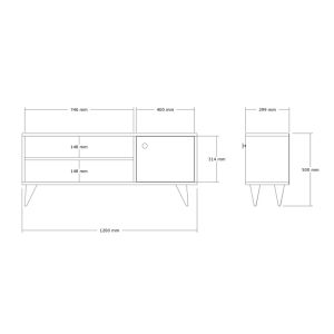 Wison TV cabinet in oak shade 120x29x50cm