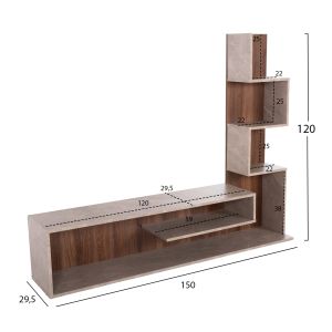 TV cabinet with shelf Edelie melamine 149.5x29.5x120.8hcm Hm8908.14