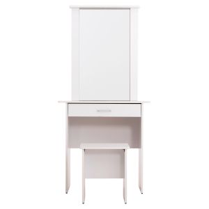 Тоалeтка с огледало и табуретка Crystel Hm9938.01 меламин в бяло 74x39x155hcm.
