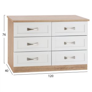 Dressing table - melamine chest of drawers in sonoma and white Hm317.06
