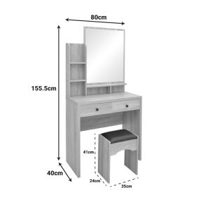 Cenzo dressing table in white and gray-beige color 80x40x155cm