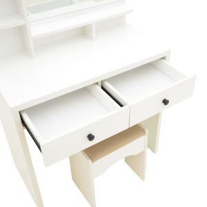 Cenzo dressing table in white and gray-beige color 80x40x155cm