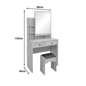 Cenzo dressing table in natural and black color 80x40x155cm