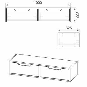 Wall-mounted dressing table Alberto walnut color 100x32.5x22cm