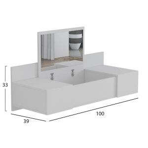 Wall-mounted dressing table Linde Hm8960,11 made of white melamine 100x39x33hcm
