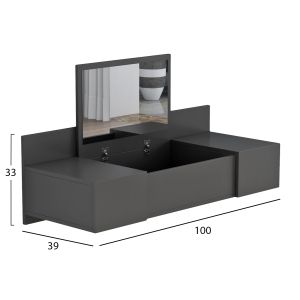 Wall-mounted dressing table Linde Hm8960,12 made of melamine, anthracite color, 100x39x33hcm