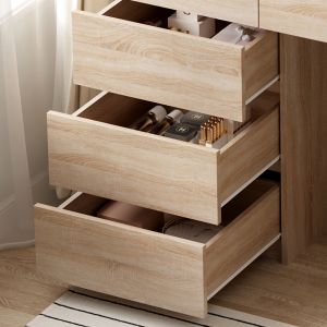 Dressing table with Led lights and drawers Beyon Hm2500.01 melamine in Sonama 80x40x140hcm.