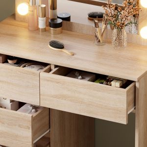 Dressing table with Led lights and drawers Beyon Hm2500.01 melamine in Sonama 80x40x140hcm.