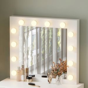 Dressing table with Led lights and drawers Beyon Hm2500.03 melamine in white 80x40x140hcm.