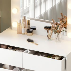 Dressing table with Led lights and drawers Beyon Hm2500.03 melamine in white 80x40x140hcm.