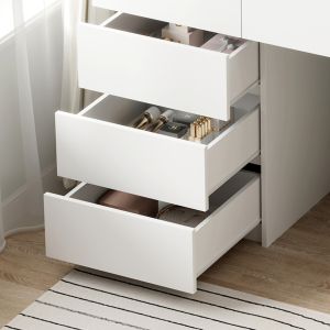 Dressing table with Led lights and drawers Beyon Hm2500.03 melamine in white 80x40x140hcm.