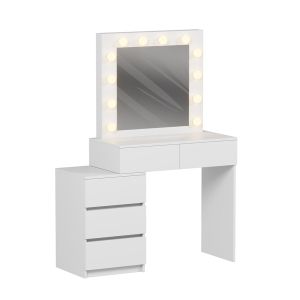 Dressing table with Led lights and drawers Beyon Hm2500.03 melamine in white 80x40x140hcm.