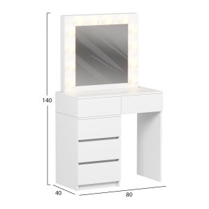 Dressing table with Led lights and drawers Beyon Hm2500.03 melamine in white 80x40x140hcm.