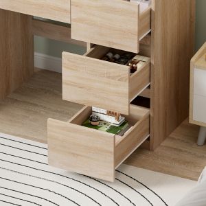 Dressing table with Led lights and drawers Keitlin Hm2499.01 melamine in Sonama 80x40x140hcm.