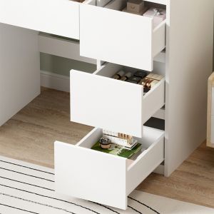 Dressing table with Led lights and drawers Keitlin Hm2499.03 melamine in white 80x40x140hcm.