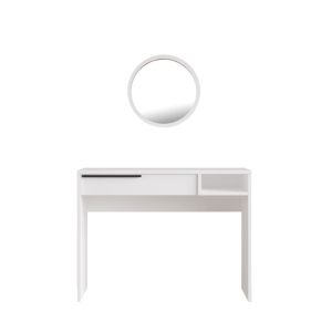 Dressing table with mirror Dorjie made of melamine, white/dark gray, 100x44.5x75cm