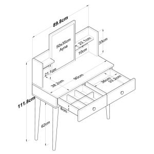 Dressing table with mirror Rainy white 90x38.2x111.8cm