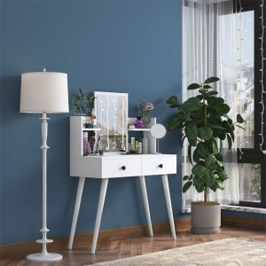Dressing table with mirror Rainy white 90x38.2x111.8cm