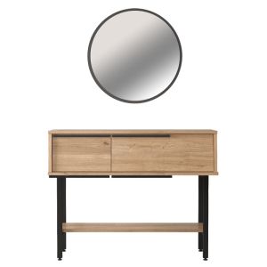 Dressing table with mirror Wardio made of melamine, natural/black color 100x29