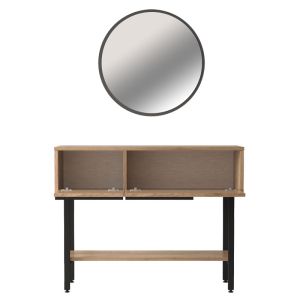 Dressing table with mirror Wardio made of melamine, natural/black color 100x29
