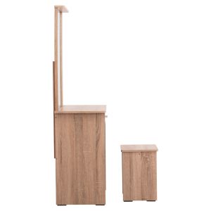 Тоалетка с огледало и табуретка Crystel Hm9938.11 меламин в дъб сонама 74x39x155hcm.