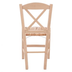 Traditional chair with straw and crossed legs, untreated Hm10371,02