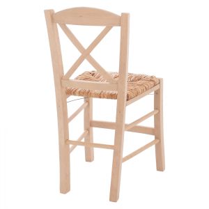 Traditional chair with straw and crossed legs, untreated Hm10371,02