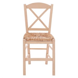 Traditional chair with straw and crossed legs, untreated Hm10371,02