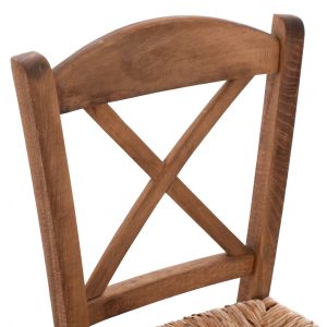 Traditional chair with straw and crossed legs, walnut Hm10371,01