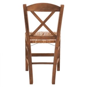 Traditional chair with straw and crossed legs, walnut Hm10371,01