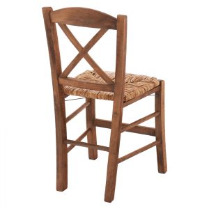 Traditional chair with straw and crossed legs, walnut Hm10371,01