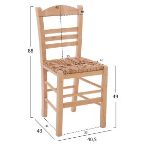 Traditional chair with straw, untreated Hm10369.02