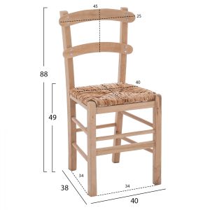 Traditional chair with straw, untreated Hm10370,02