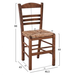 Traditional chair with straw, walnut Hm10369,01