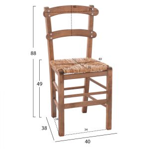 Traditional chair with straw, walnut Hm10370,01
