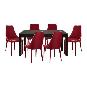 Dining set 7tmx table 150+44x90 Moli burgundy Hm10014.04
