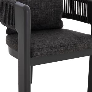 Dining chair Baron Sm6482.01 aluminum - rope - olefin fabric in dark gray 59x59x73.5w