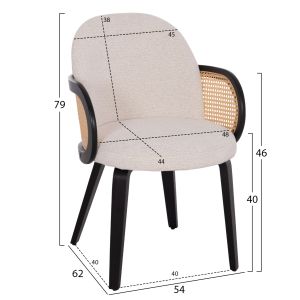 Dining chair Becker Hm18246.02 plywood in black-ecru fabric 54x62x79cm.